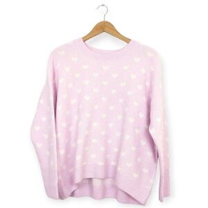 XXL Vince Camuto Pink White Heart Pattern Oversized Sweater